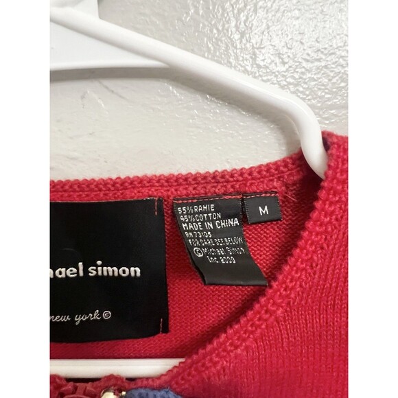 Michael Simon Knit Vest Sleeveless American Flag Full Zip Sweater Size Medium - Picture 5 of 7